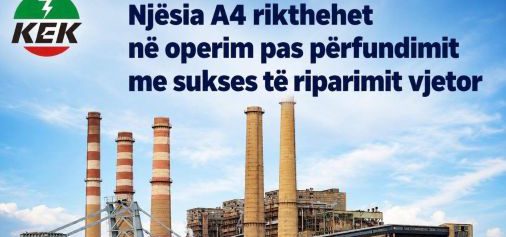 Njësia A4 rikthehet në operim pas përfundimit me sukses të riparimit vjetor